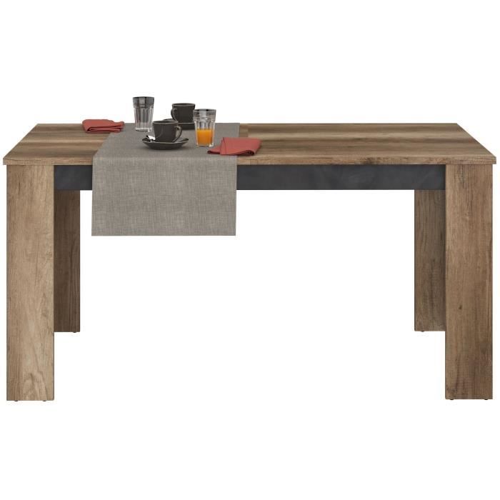 Table a manger extensible - STEIN - Rectangulaire - Chene et steam Black - 6 personnes - 157 / 207 x 90 x 77,8 cm - PARISOT