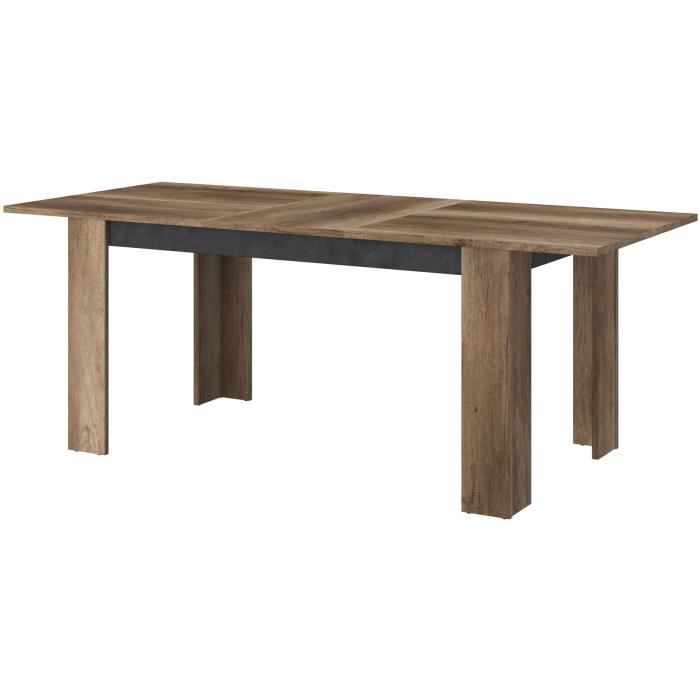 Table a manger extensible - STEIN - Rectangulaire - Chene et steam Black - 6 personnes - 157 / 207 x 90 x 77,8 cm - PARISOT
