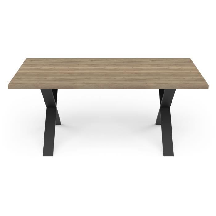 Table - STOUT - Rectangulaire - DÈcor mÈlamine halifax - Pied en X noir mat - 6 places - 180 x 90 cm - DEMEYERE