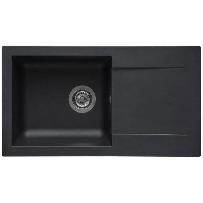 STRADOUR Evier a encastrer EINNA, en SMC NOIR PAILLETE - 06, 1 bac, dim. 78 * 43,5 cm, vidage manuel