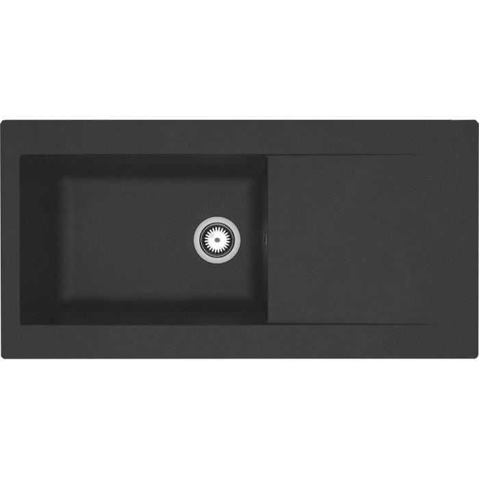 Evier a encastrer en rÈsine 1000 x 500 mm 1 grande cuve - Noir - STRADOUR Lierra - Fabrication franÁaise
