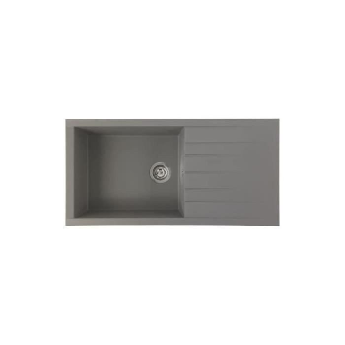 STRADOUR Evier a encastrer CUBE, en SMC GRIS BETON - 16, 1 bac, dim. 100 * 50 cm, vidage manuel