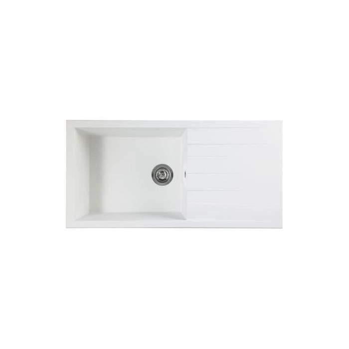 STRADOUR Evier a encastrer CUBE, en SMC BLANC UNI - 17, 1 bac, dim. 100 * 50 cm, vidage manuel