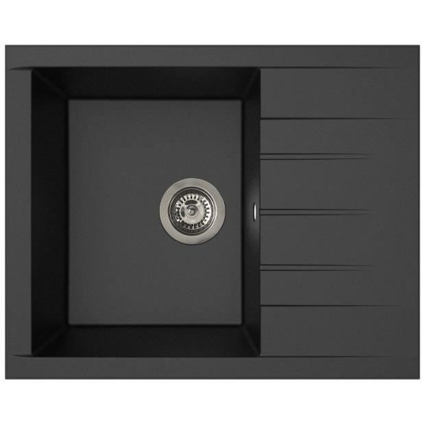 Evier - Résine SMC - Noir pailleté - A encastrer - STRADOUR - Cube 1C XS - 62 x 50 cm