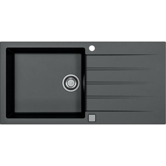 Evier a encastrer - Granit - Noir - 1 grand bac - 100 x 50 cm - CADIT - STRADOUR