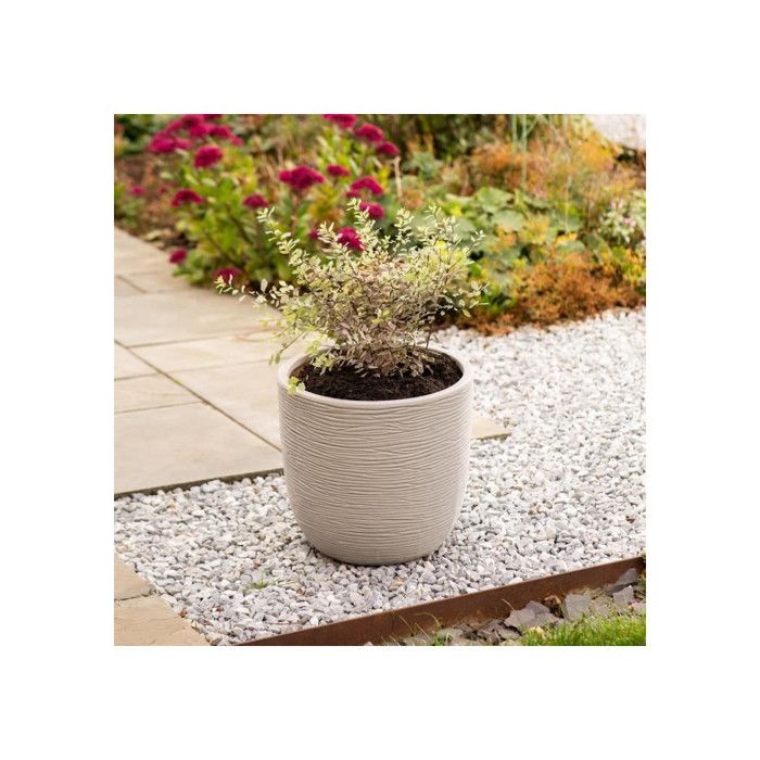 Pot de fleur - STRATA - L - Rond - Amalfi - Ø 42.5cm x 40cm H - Couleur Pierre