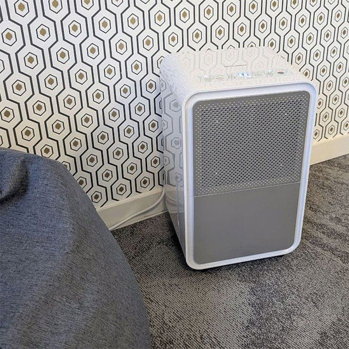 Déshumidificateur - STYLIES - Regulus - Capacité 2,5 L - Jusqu'a 12 L /jour - Timer/hygrostat/seche-linge - Blanc/gris