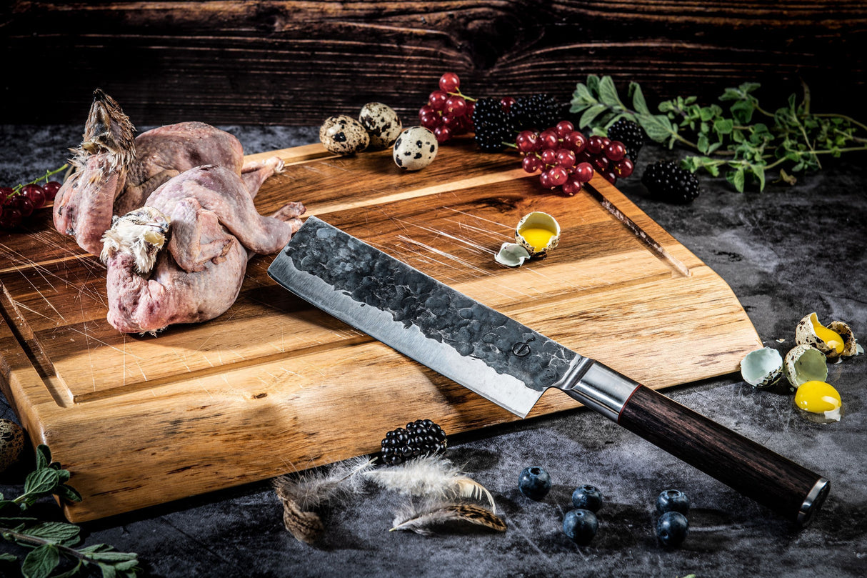 Planche a découper Anti-dérapante - STYLE DE VIE - Acacia - Avec gouttiere et poignée - 50 x 35 x 3 cm