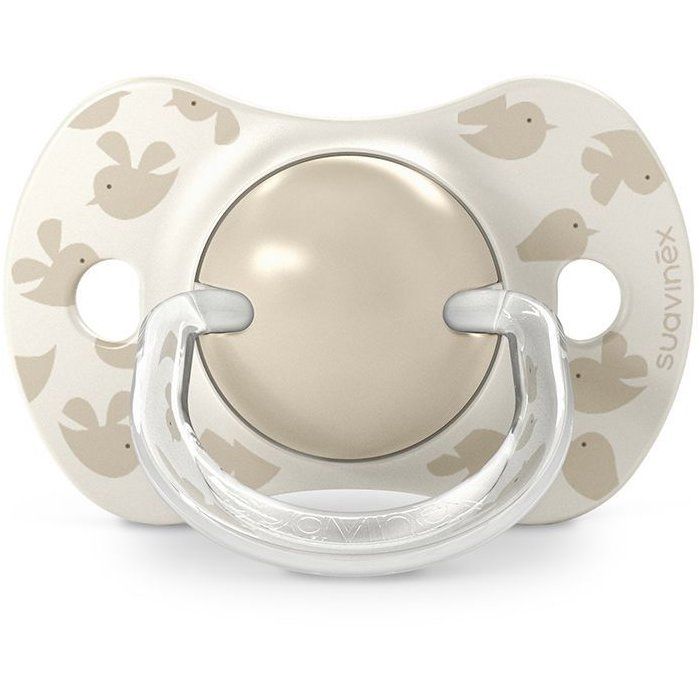 Lot de 2 sucettes symétriques - SUAVINEX - Birdies - SX Pro - 6 a 18 mois - Beige