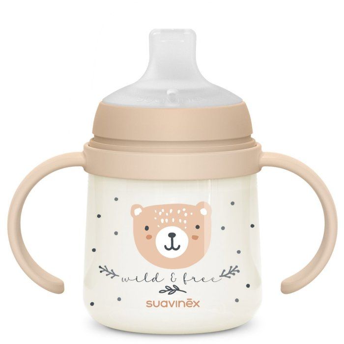 Biberon avec anses - SUAVINEX - NIGHT&DAY WILD&FREE - 150 ml - 6 mois et plus - Marron