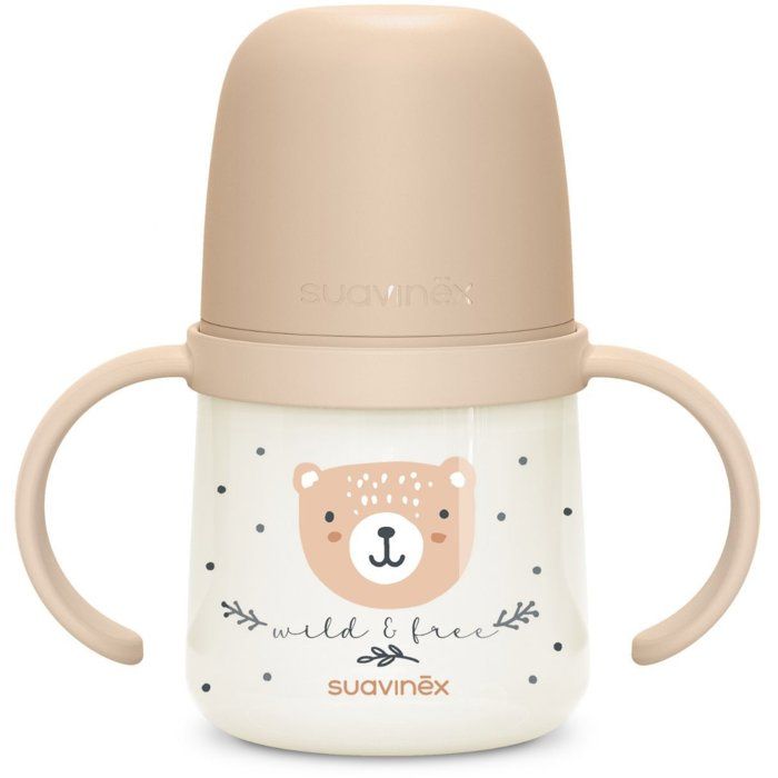 Biberon avec anses - SUAVINEX - NIGHT&DAY WILD&FREE - 150 ml - 6 mois et plus - Marron