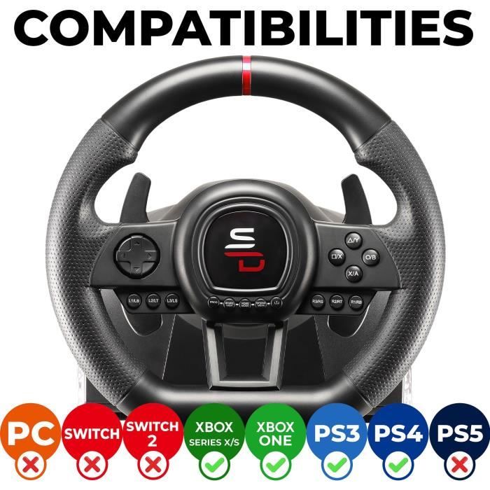 Volant de course - SUPERDRIVE - GS650-X - Levier de vitesse manuel - 3 pédales - Palettes - PS4 / Xbox