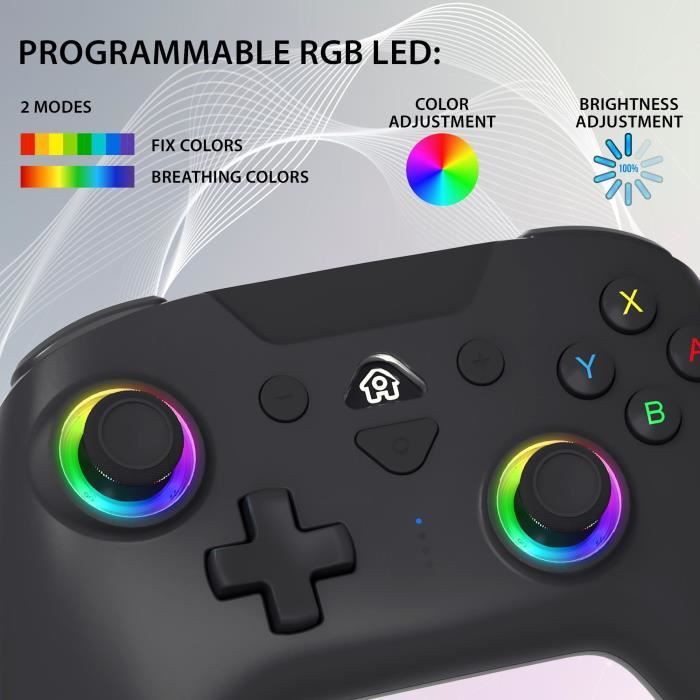Manette sans fil - SUBSONIC - Switch 2 / Switch - LEDs programmables - Vibrations - Gyroscope - Noire