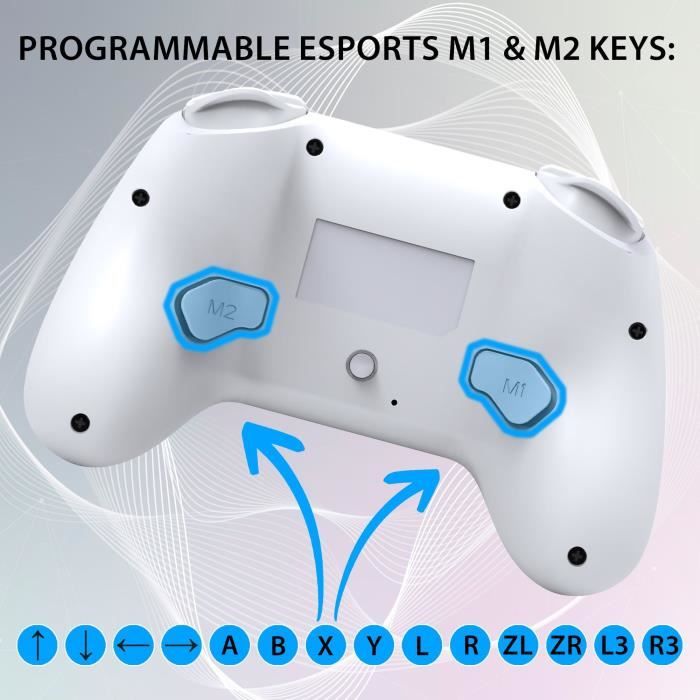 Manette sans fil - SUBSONIC - Switch 2 / Switch - LEDs programmables - Vibrations - Gyroscope - Blanc
