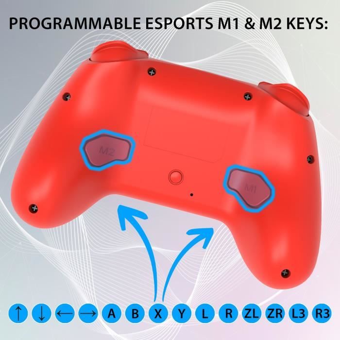 Manette sans fil - SUBSONIC - Switch 2 / Switch - LEDs programmables - Vibrations - Gyroscope - Rouge