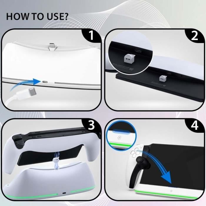 Station de recharge - SUBSONIC - Chargeur PS Portal a LED - Support avec LED RVB - Accessoire PS Portal