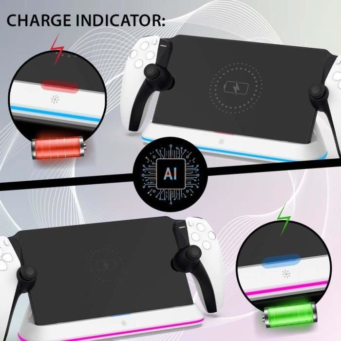 Station de recharge - SUBSONIC - Chargeur PS Portal a LED - Support avec LED RVB - Accessoire PS Portal