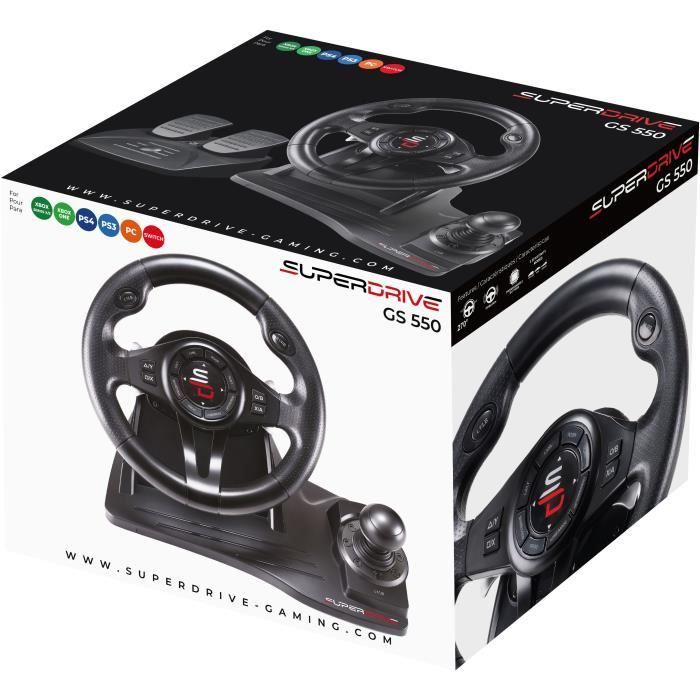 Volant de course - SUPERDRIVE - GS550 - Avec pédalier - Levier de vitesses - Vibrations - Multi-plateformes
