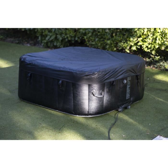 Spa gonflable avec bandeau LED SUNSPA - AC02-LED - 185 x 65 cm - 6 places - CarrÈ (Avec filtre, cadenas, tapis de sol et