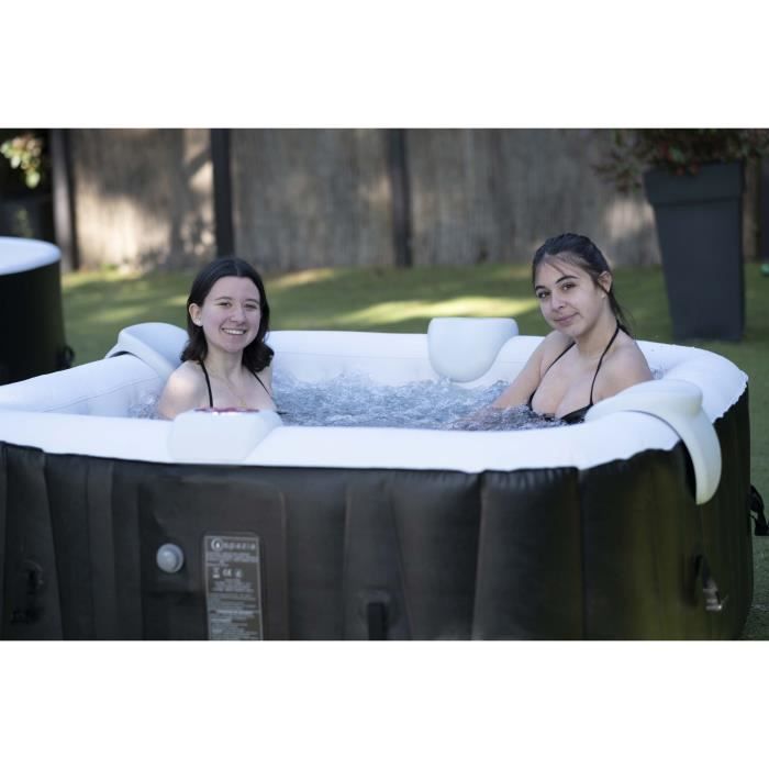 Spa gonflable avec bandeau LED SUNSPA - AC02-LED - 185 x 65 cm - 6 places - CarrÈ (Avec filtre, cadenas, tapis de sol et
