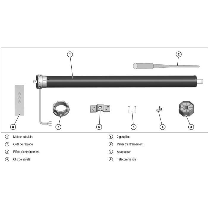 Moteur volet roulant radio + télécommande RM10MMB - SUPERROLLO - SR20915 - Diametre 60 mm - 10 Nm - Poids max tablier 22 kg