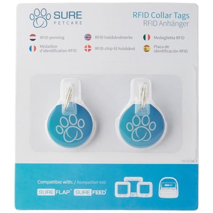 Médaillon d'identification - SUREFLAP - Lot de 2 - Radiofréquence - Compatible extérieur - Pour chats adultes
