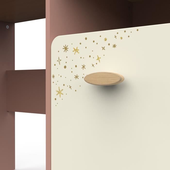 Bureau enfant - SUZIE - 1 porte - 1 niche - Chene / Abricot - 106,6 x 44,9 x 87,7 cm - DEMEYERE