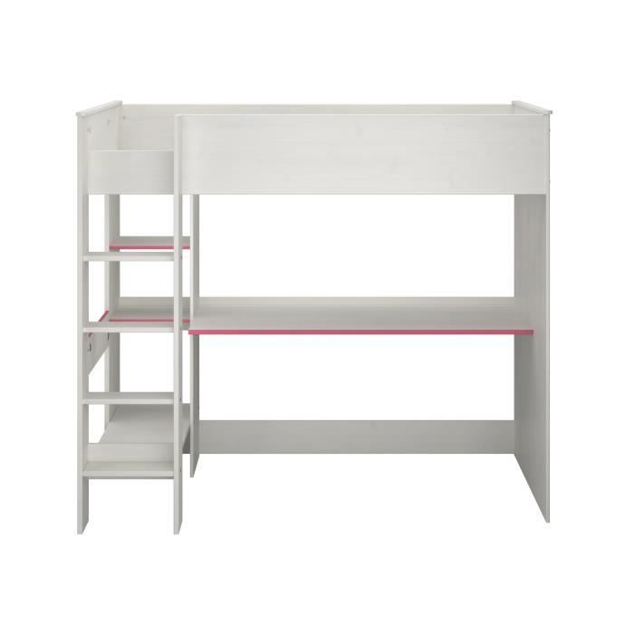 PARISOT JIM Lit mezzanine enfant contemporain décor pin memphis et chant réversible bleu ou rose - l 90 x L 200 cm