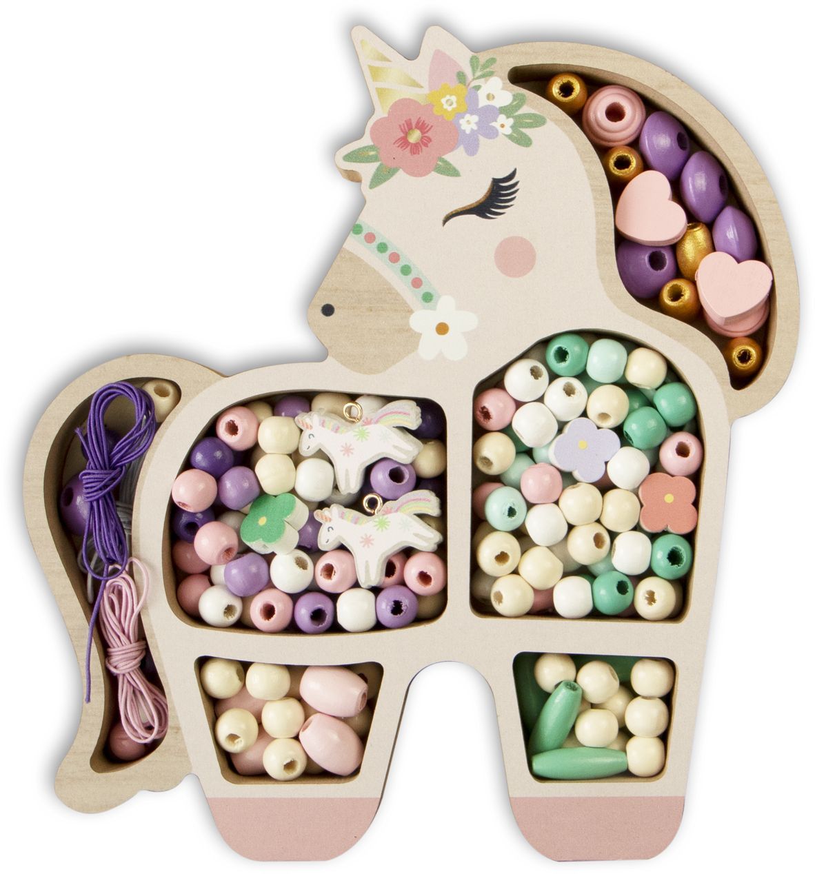 Coffret de perles en bois - SYCOMORE - Licorne - Des 4 ans