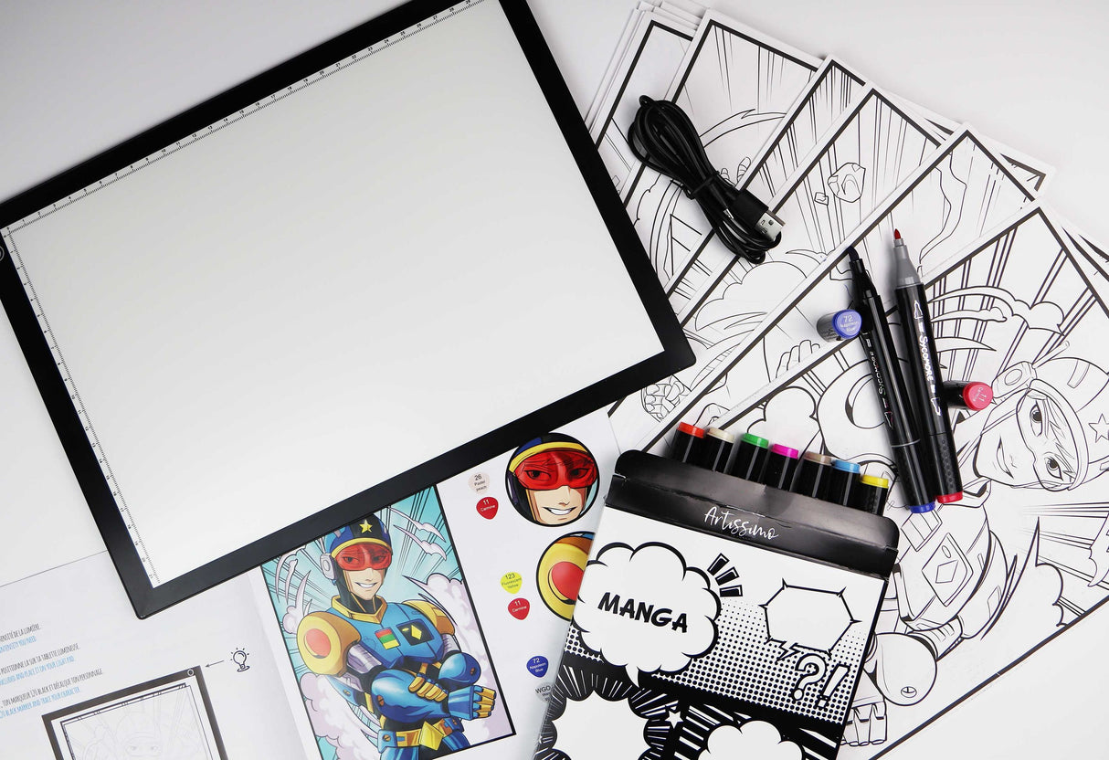 Tablette lumineuse XXL et atelier marqueurs - SYCOMORE - Artissimo - Manga - Des 10 ans