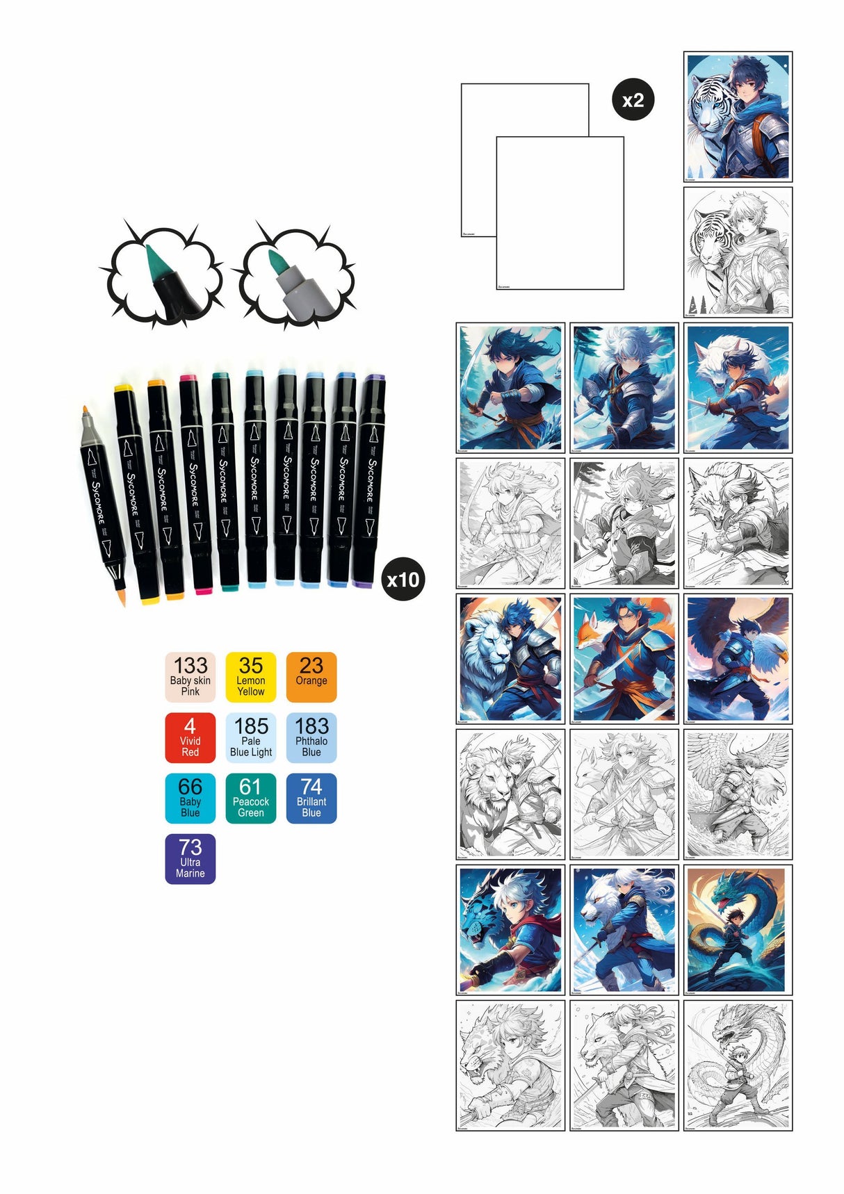 Coffret créatif - SYCOMORE - Layout et marqueurs - Héros guerriers - Des 10 ans
