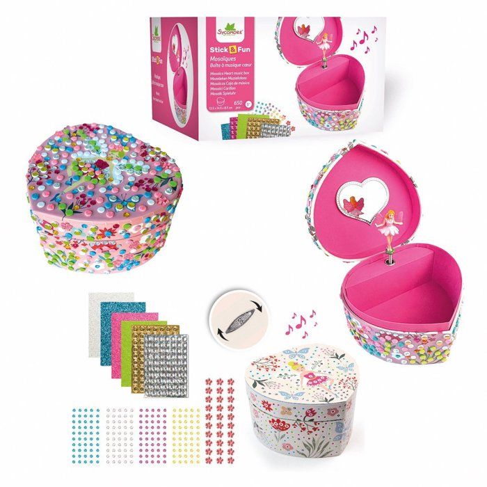 3D Mosaiques - SYCOMORE - Stick'N Fun - Boîte a musique coeur - Des 5 ans