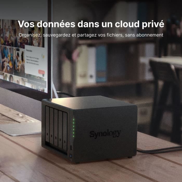 Serveur NAS extensible 5 baies - SYNOLOGY - DS1522+ - AMD Ryzen R1600 - 8 Go DDR4 - RAID 1