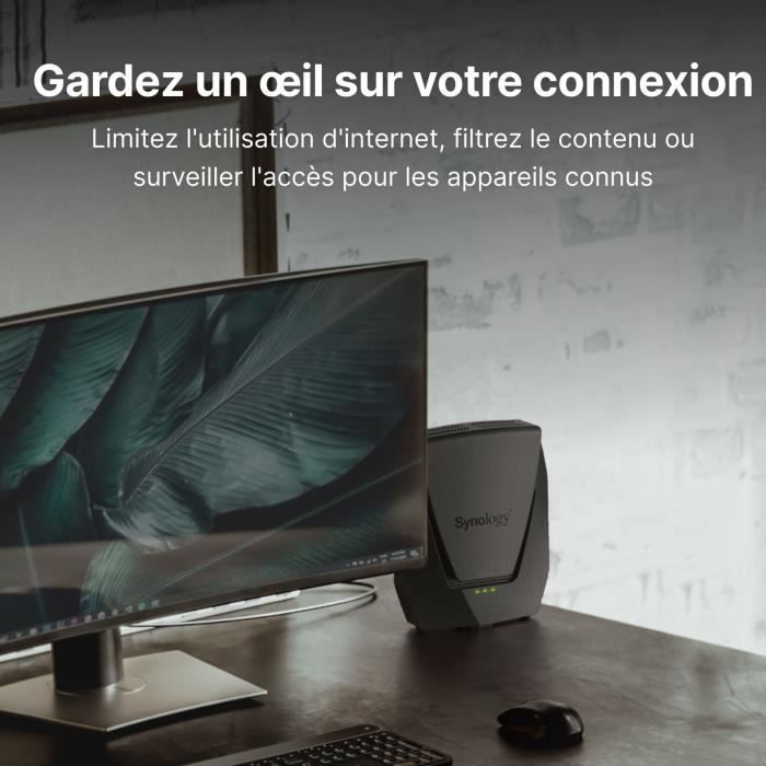 Routeur WiFi 6 Mesh Dual band 3 Gbit/s - SYNOLOGY WRX560 - Commutateur 4 ports - Gris