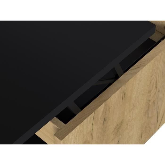 Table basse - DÈcor chene et noir - Relevable - L 100 x P 50 x H 44 cm - HAPPY
