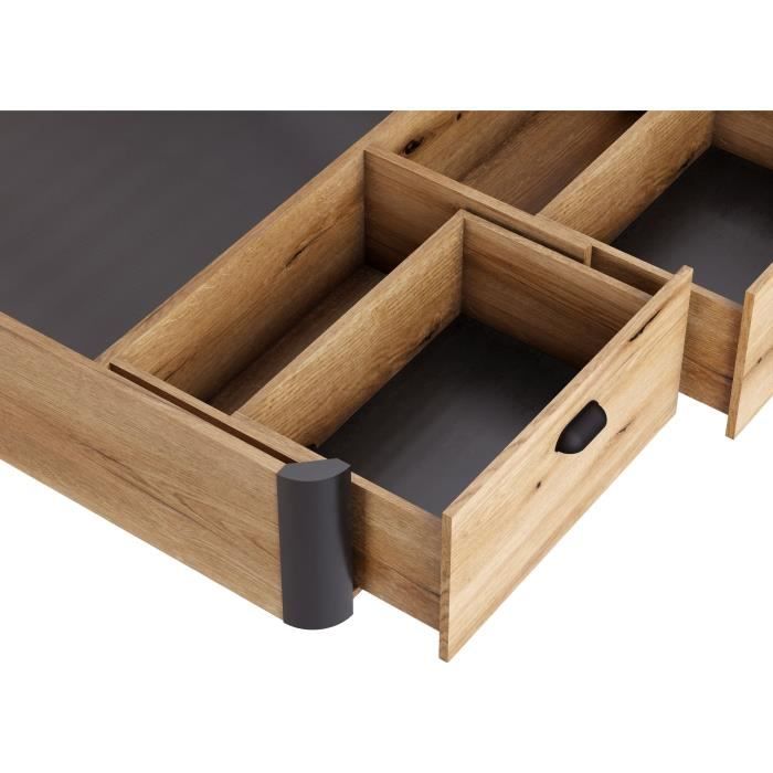 Lit coffre adulte - Couchage 140x190 cm - 2 Tiroirs frontaux - Fabriqué en Espagne