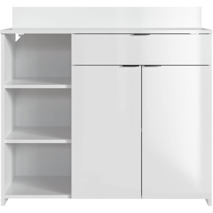 Buffet Cuisine - 2 portes + 1 tiroir - MÈlaminÈ blanc - L 100 x P 42 x H 95 cm