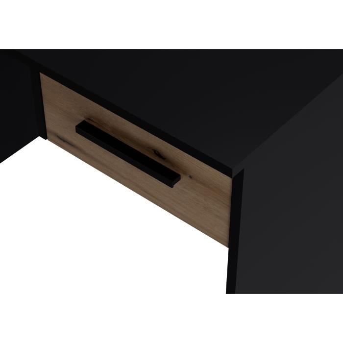 Bureau Petit Tiroir - DÈcor noir et chene - L 90 x P 50 x H 74 cm