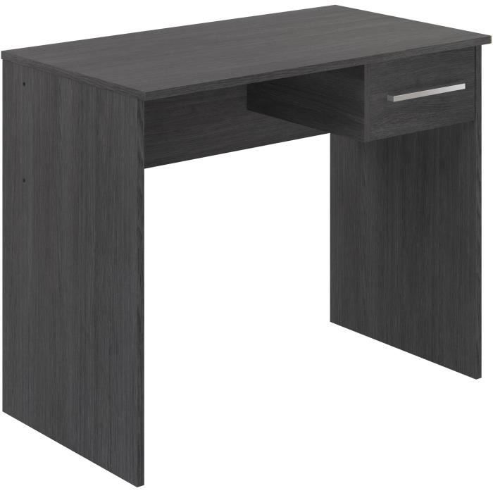 Bureau petit tiroir - MÈlaminÈ gris cendrÈ - 90 x 50 x 74 cm