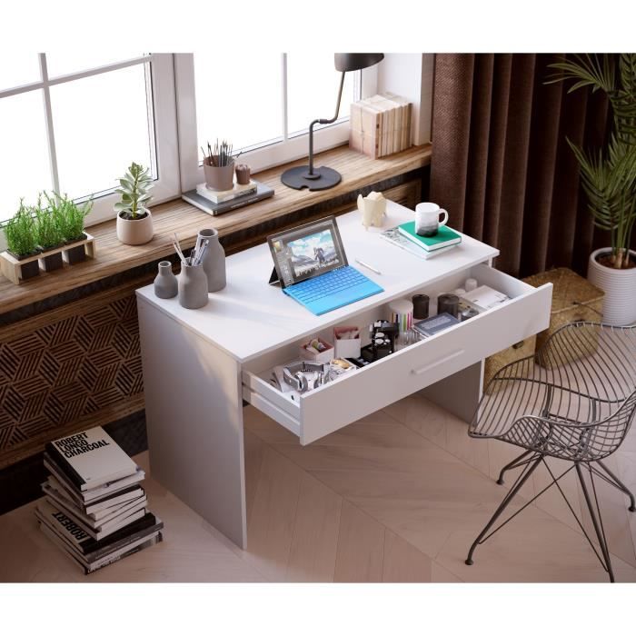 Bureau grand tiroir - MÈlaminÈ chene - 110 x 56 x 81,5 cm