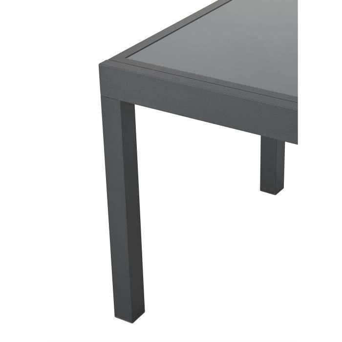 Table de jardin extensible rectangulaire 6 a 10 personnes - Structure aluminium - Plateau verre trempé - L 135-270 x H 75 x P 90