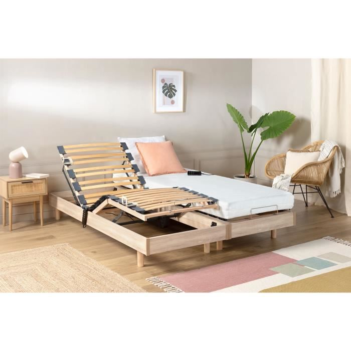 Ensemble relaxation matelas + sommiers Èlectriques 2x70x190cm - Mousse - Ferme - TALCA Fabrication franÁaise
