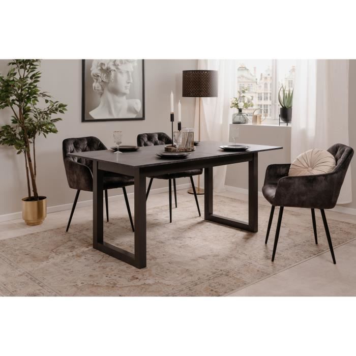 Table extensible Austin 80A - Décor ardoise foncé et anthracite - Allonge de 40 cm incluse - L160-200 x H75 x P90 cm