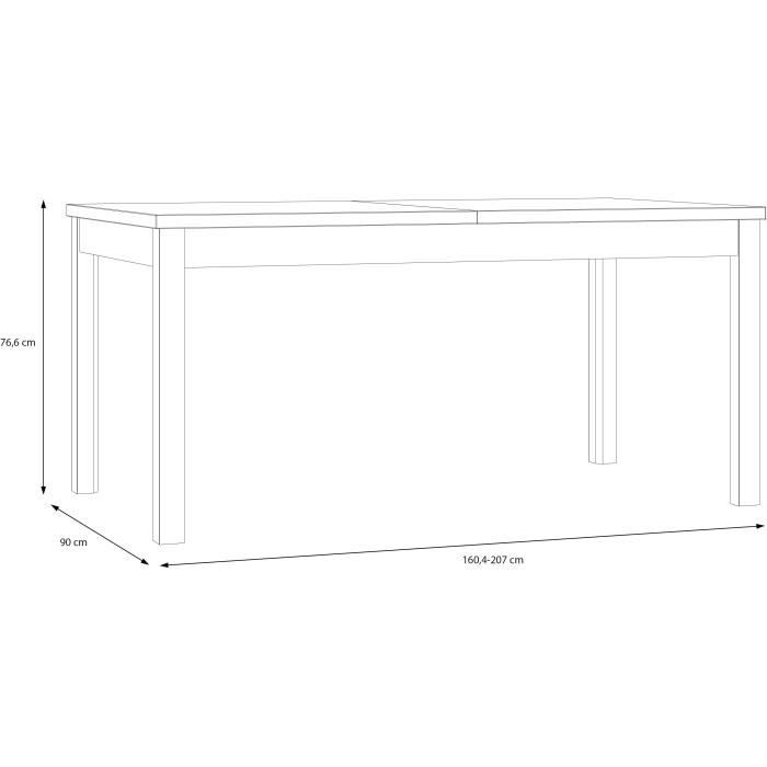 Table a manger extensible ouverture synchronisée - COMO - Chene - Rectangulaire - 160/207 x 90 x 76,6 cm