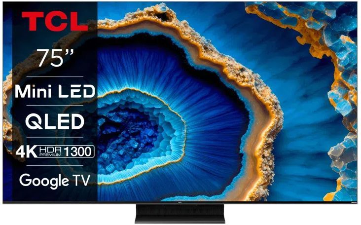 TCL 75C803 - TV QLED MiniLED 75 (190 cm) - 4K UHD 3840x2160 - 144 Hz - Dolby Vision - Google TV - 4xHDMI 2.1 - WiFi