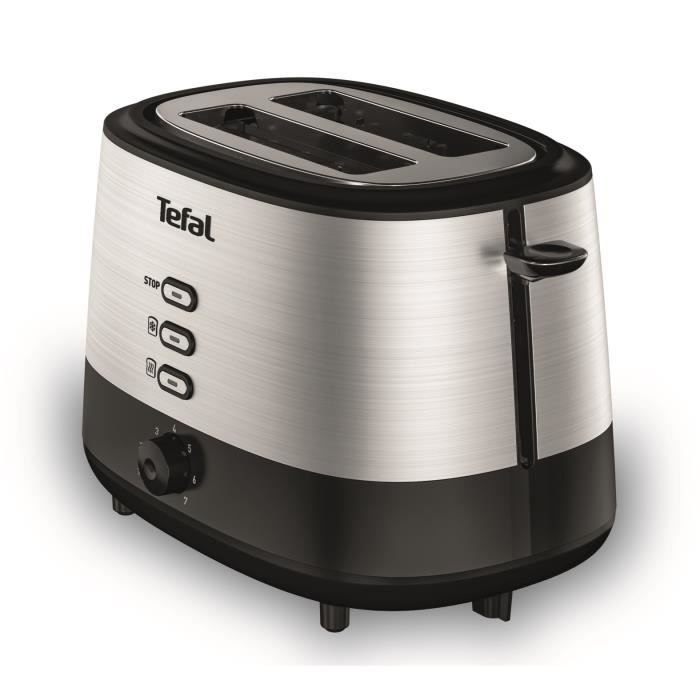 TEFAL Grille-pain inox, 2 fentes a largeur variable, 7 niveaux de dorage, Fonctions rÈchauffage et dÈcongÈlation, Equinox TT520D10