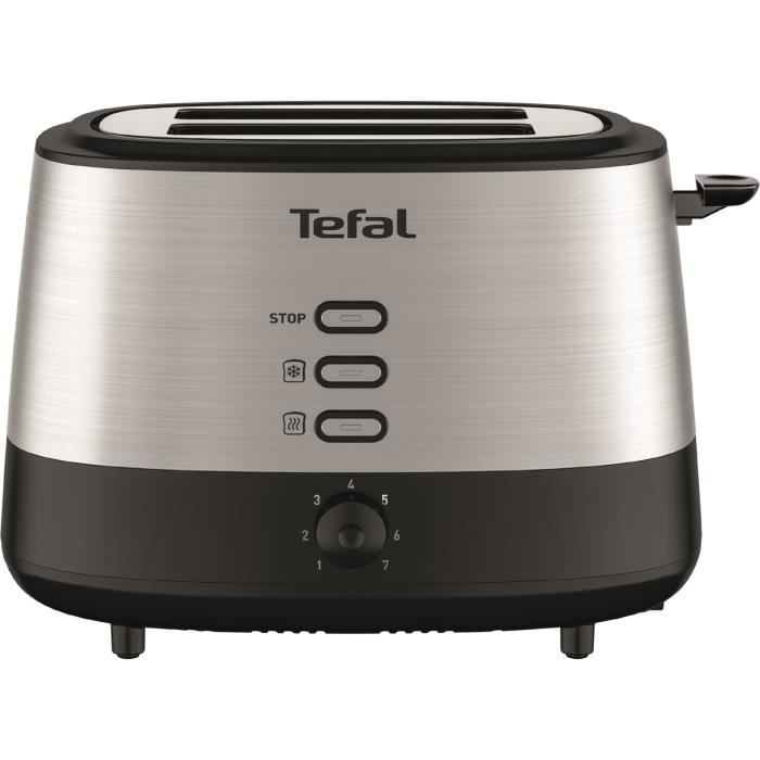 TEFAL Grille-pain inox, 2 fentes a largeur variable, 7 niveaux de dorage, Fonctions rÈchauffage et dÈcongÈlation, Equinox TT520D10