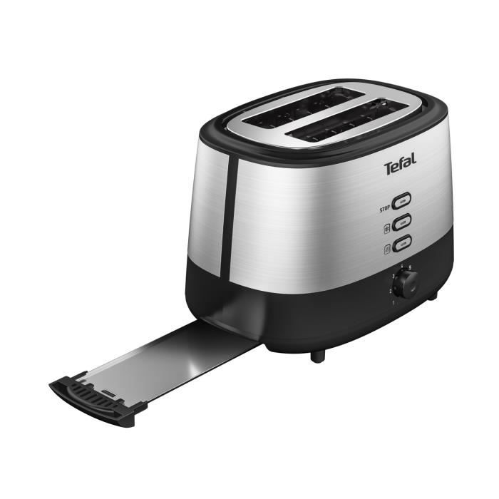 TEFAL Grille-pain inox, 2 fentes a largeur variable, 7 niveaux de dorage, Fonctions rÈchauffage et dÈcongÈlation, Equinox TT520D10