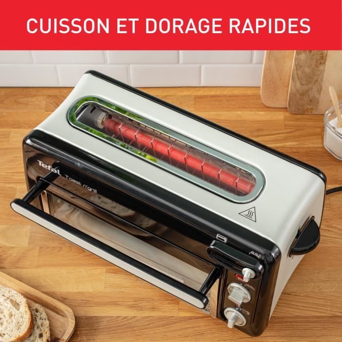 TEFAL Toast N Grill Grille-pain et mini-four, Acier inoxydable, 6 niveaux de dorage, TempÈrature grill jusqu'a 210∞C TL600830