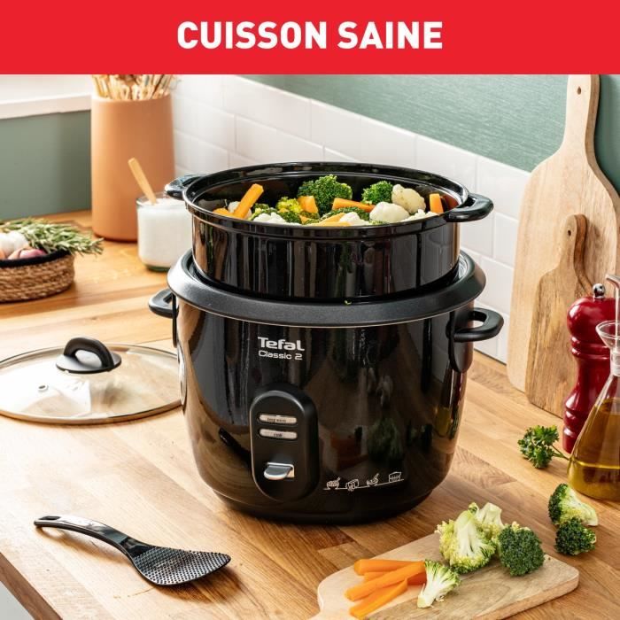 TEFAL Cuiseur a riz, Cuve 5 L antiadhÈsive, CapacitÈ 1,5 kg de riz, Maintien au chaud, Panier vapeur, Classic 2 RK103811